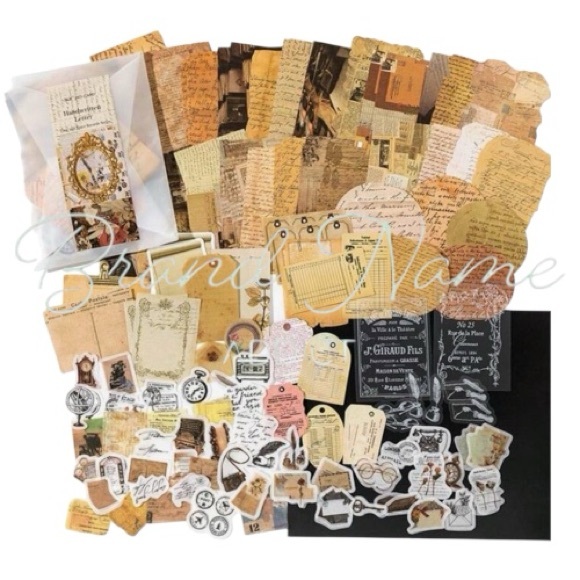 Mo Card Other - 200 Piece Handwritten Letter Vintage Aesthetic Themed Scrapbook Journal Env Set